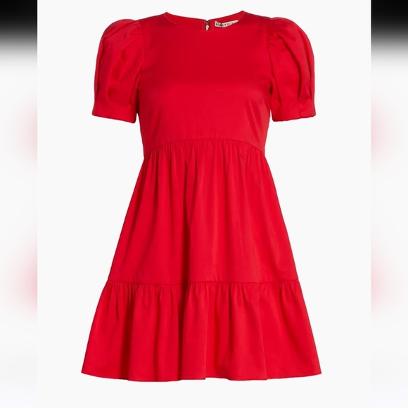 ALICE + OLIVIA Ann Curved Empire-Waist Tiered Cotton Minidress. Size 2 - Picture 12 of 14